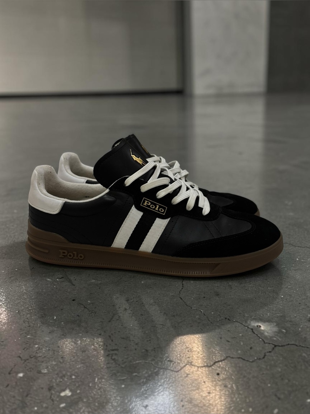 RALPH LAUREN Jet Black & Pearlescent White Sneaker